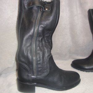 Vince Italy Justine black real fur lined leather boots size 8.5